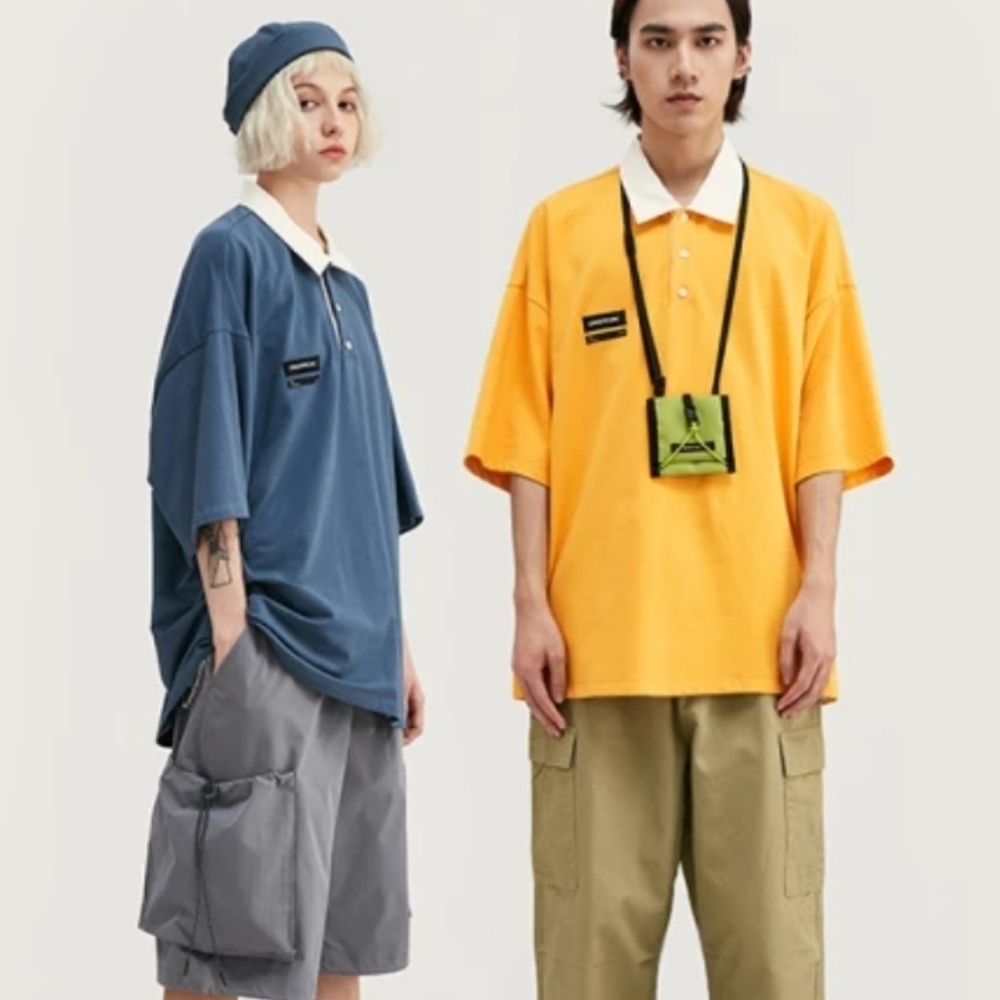NWOT  New wave street culture design by inflation unofficial yellow collar T-shi